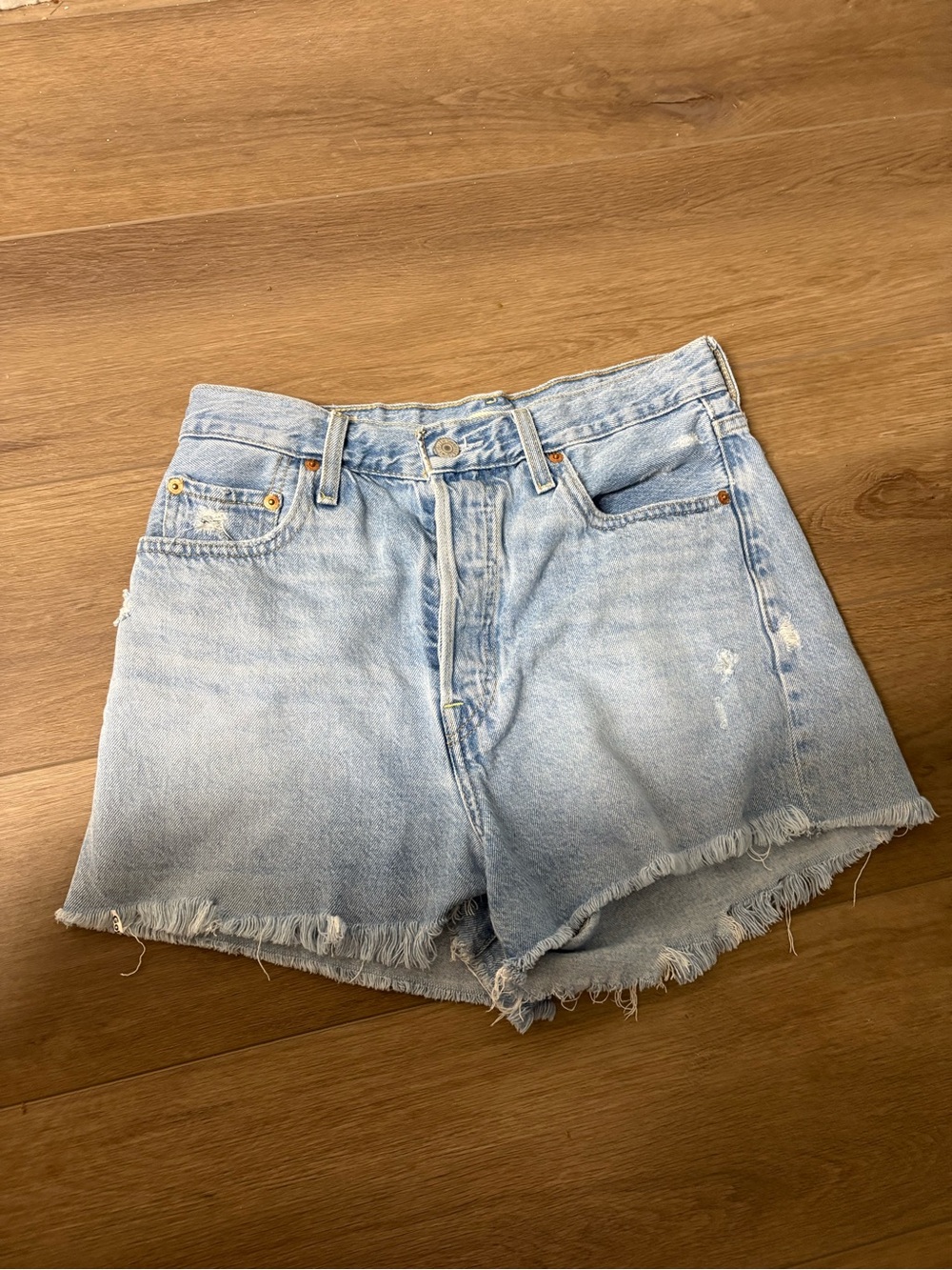 Levi's Light Blue Denim Ribcage Shorts